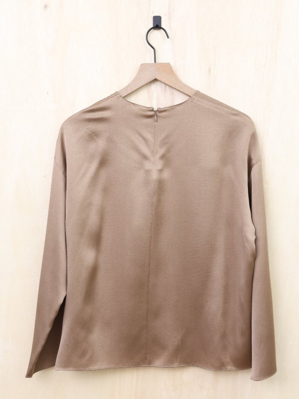 Vince Silk Wide Sleeve Blouse Light Brown XS - Picture 3 of 8